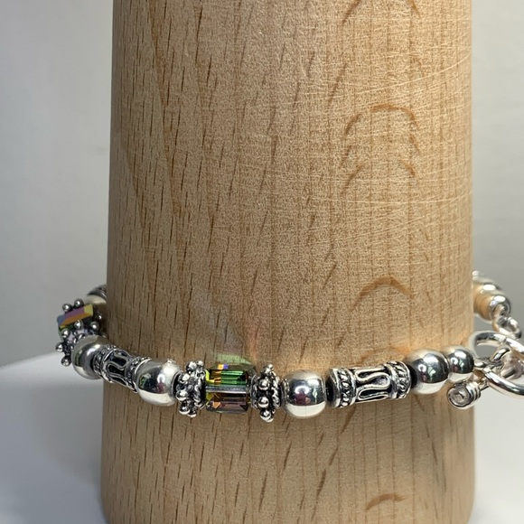 Silpada Sterling Silver & Iridescent Bead CATCH THE LIGHT Bracelet/Earring Set - Picture 4 of 16